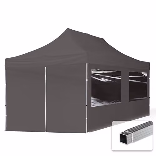 TOOLPORT Vouwpaviljoen Partytent met 4 zijpanelen en 32mm ALU frame, grijs, 3 x 6 m