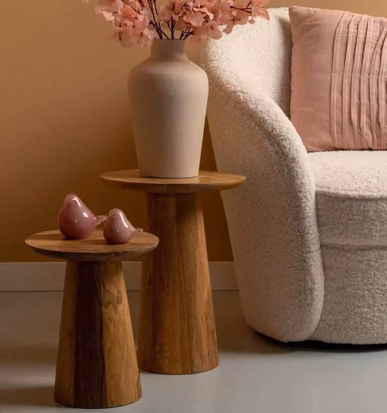 Leitmotiv Bijzettafel Force van Mango hout - Bruin - B/D/H: 40 x 40 x 37,5 cm