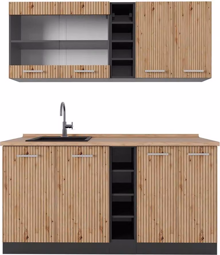Vicco R-Line Keukenblok Artisanaal Eiken/Antraciet 160 cm Model 48960