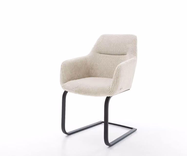 DELIFE Pejo-Flex Sledemodel Stoel met Armleuningen in Beige Corduroy en Zwart Metaal