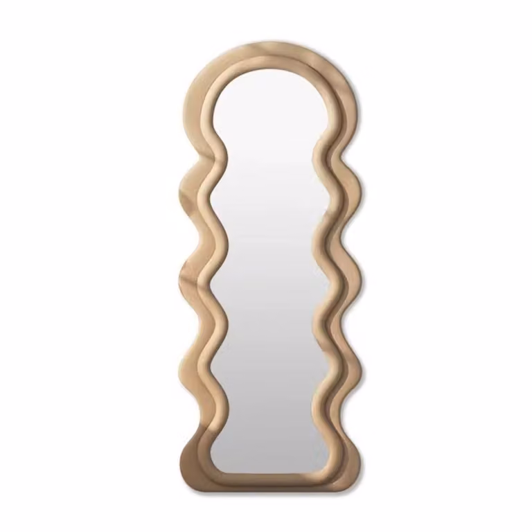 Buxibo gestoffeerde staande spiegel met suède-look in taupebeige