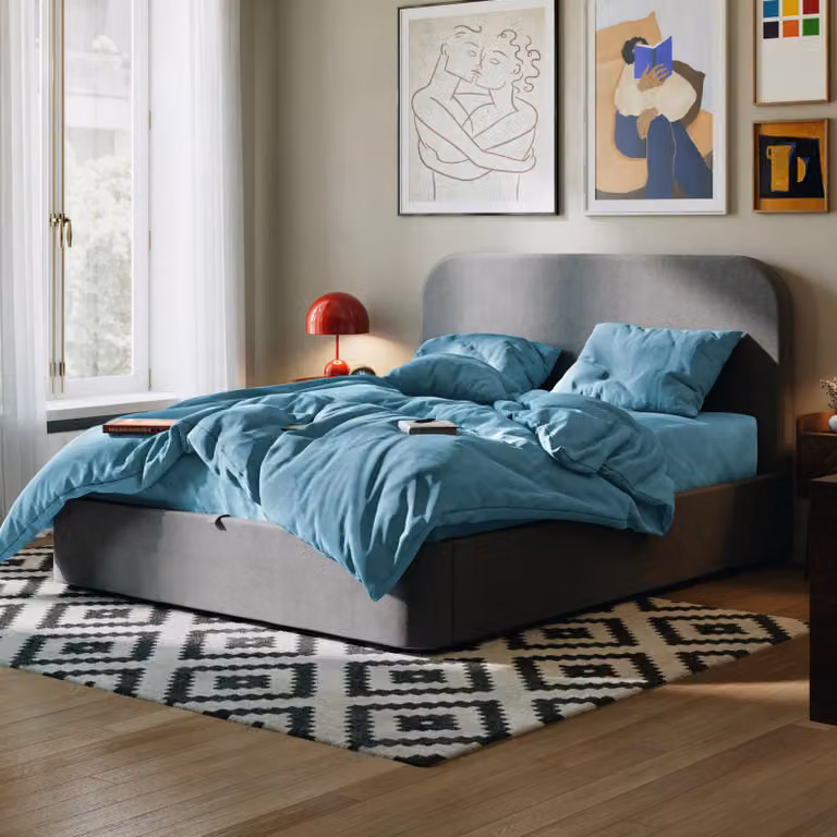 Hypnia Boven- of onderlaken van katoenflanel, blauw, Oeko-Tex Standard 100