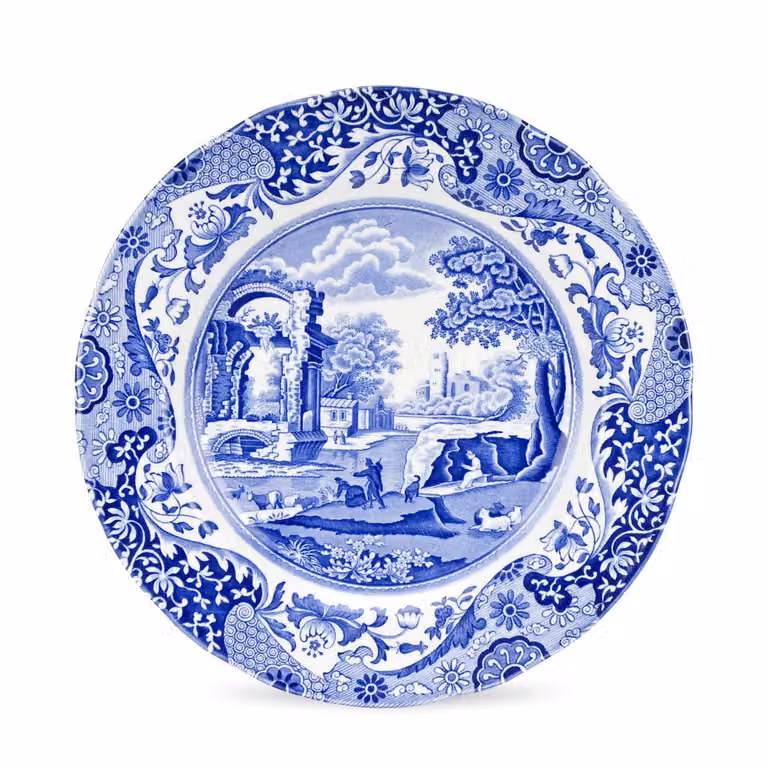 Spode Blue Italian dinerbord, keramiek, Blauw/Wit, Diameter: 27 cm