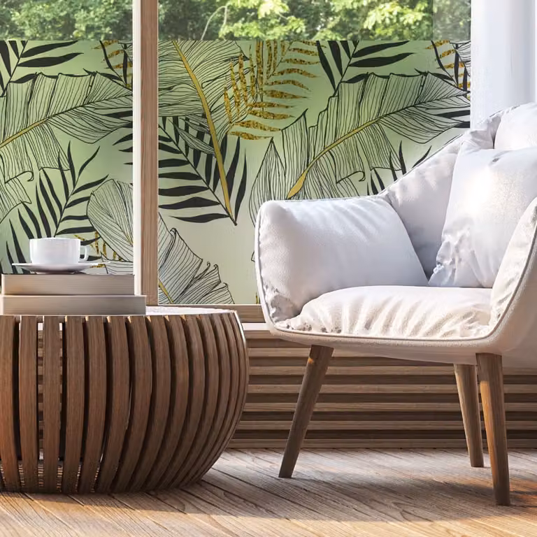 Privacy raamfolie Chic Palmbladeren voor ramen en douchedeuren, 40 x 100 cm
