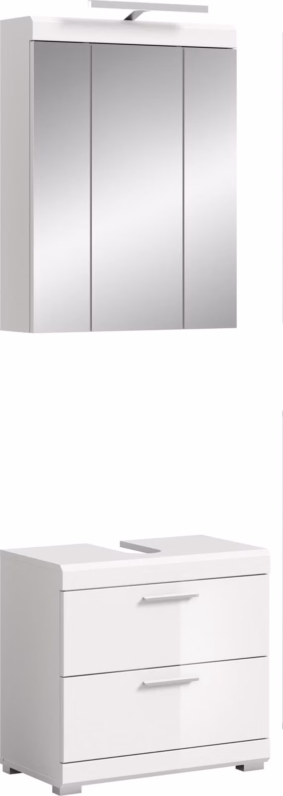 Scout badkamerkast S72 wit hoogglans met geïntegreerde verlichting en interne planken
