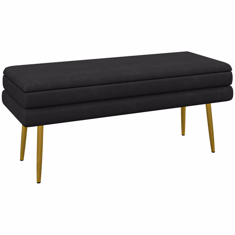 HOMCOM Gestoffeerde Zitbank met Opbergruimte, Zwart, B/D/H: 79,5 x 37,5 x 43 cm