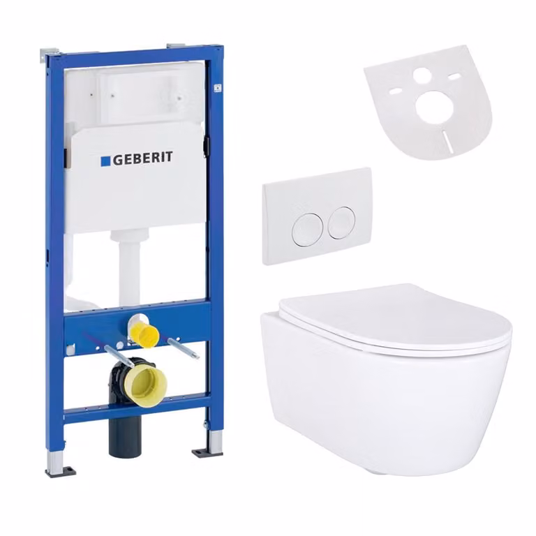 Belvit Wc-set wit met keramisch hangtoilet en soft-close toiletbril, geschikt voor Geberit UP100 inbouwreservoir