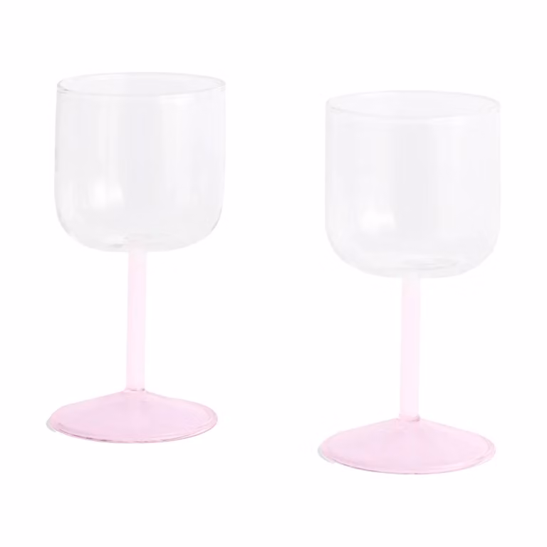 HAY Tint wijnglas 2-pack 25 cl transparant roze
