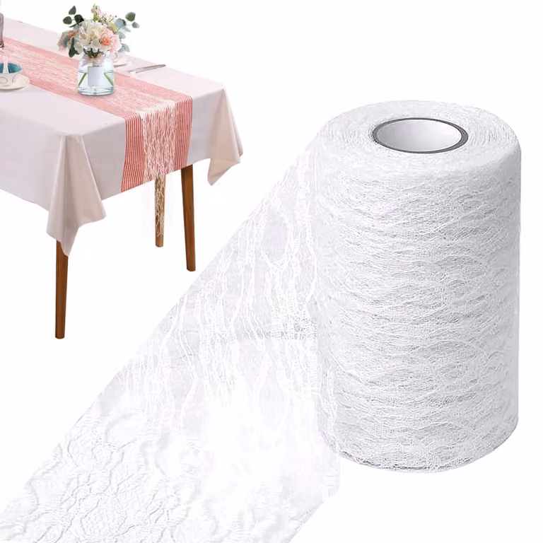 Dripio Tafelrunner Wit Vintage Stijl 15 cm x 22 meter