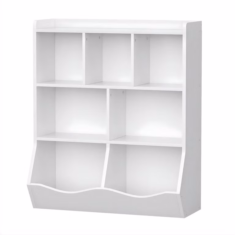 Kinderboekenplank voor kinderkamer of speelkamer - 3-laags opberg- en cubby-kast - Wit