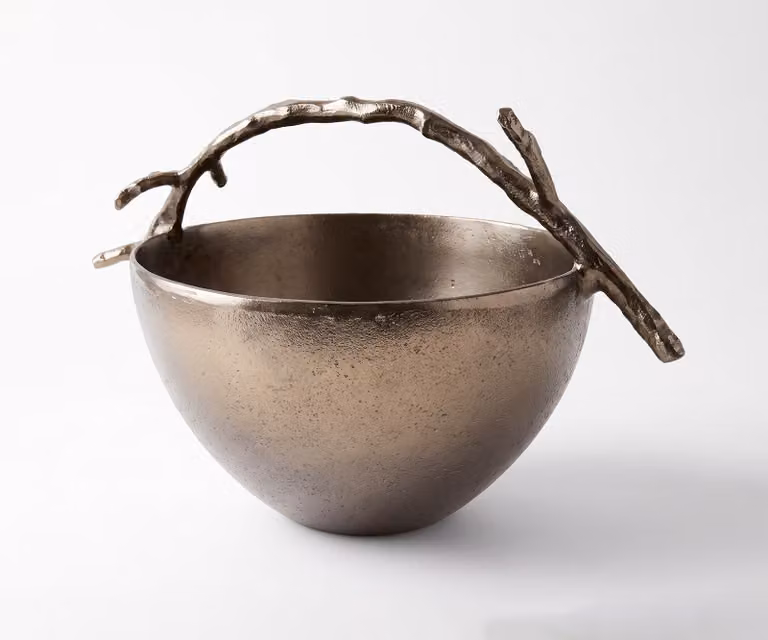 Delife Schaal Ramina Gegoten Aluminium Mokka Bronze B: 35 cm, D: 25 cm, H: 22 cm