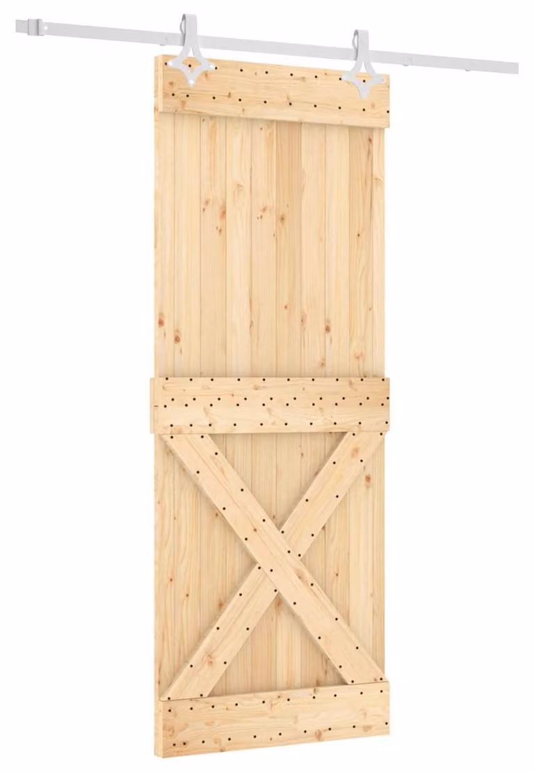 vidaXL Schuifdeur van massief beuken, onbehandeld, B: 80 cm, H: 210 cm