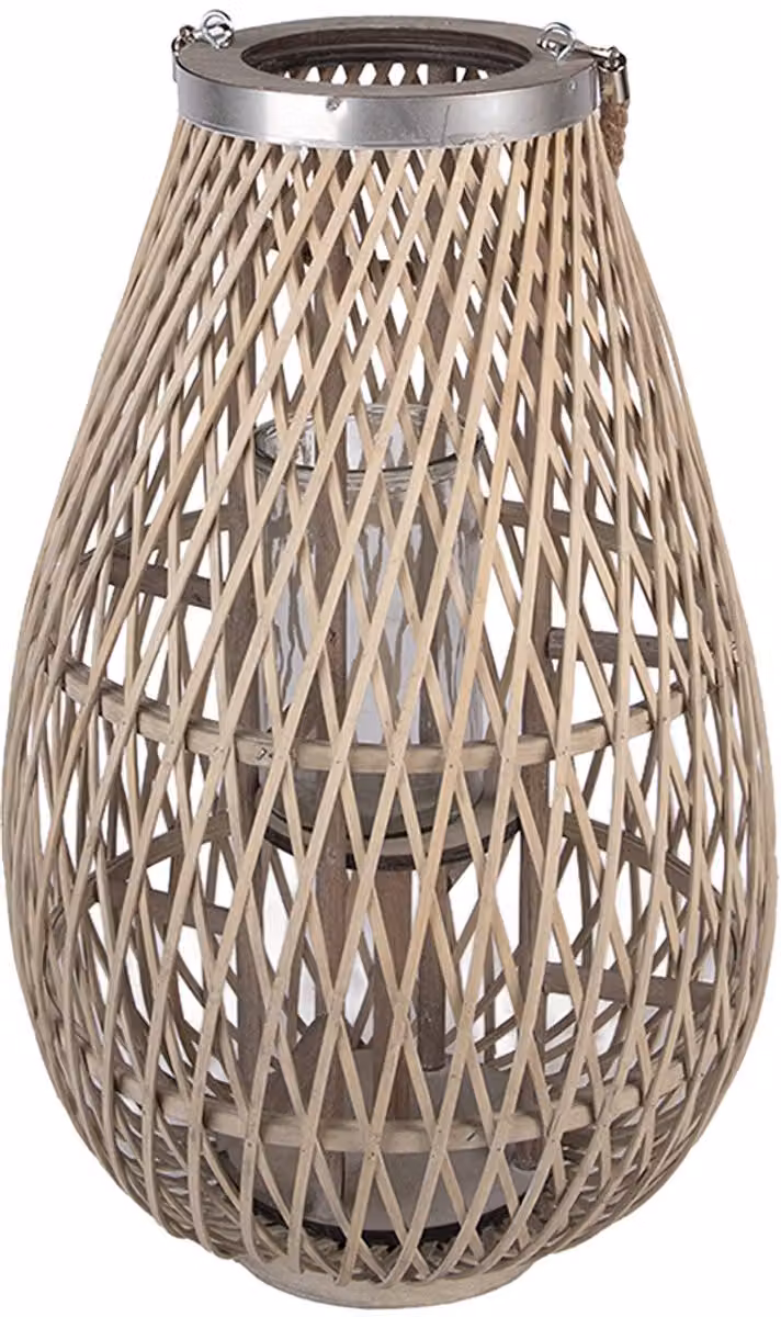 Clayre & Eef Windlicht Beige Rotan voor kaarsen