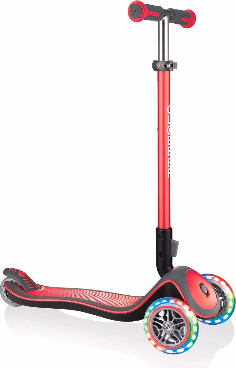 Globber Elite Deluxe Lights loopfiets voor kinderen met LED-wielen en ABEC 5 lagers, rood