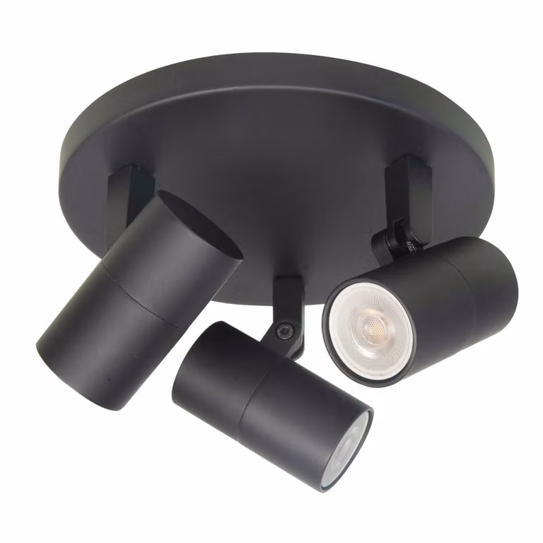 Highlight Piccolo 3-lichts ronde opbouwspot zwart S7442.01