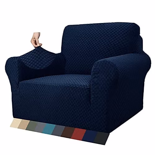 MAXIJIN Jacquard stoelhoes voor fauteuil met armen, marineblauw, 1 zits