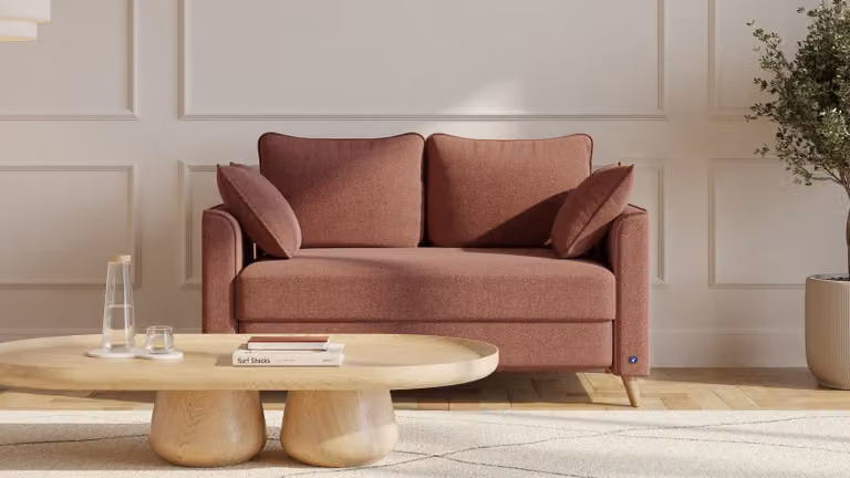 BRUNO slaapbank Flow, modern design met massief hout en boxspringcomfort, bruin, 120 cm