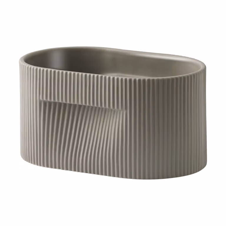 Muuto Ridge keramieken pot met strepen, beige, Diameter: 13 cm