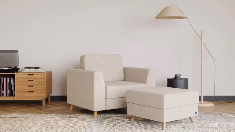 BRUNO slaapstoel Aurora Soft Beige met massief houten frame en boxspringcomfort