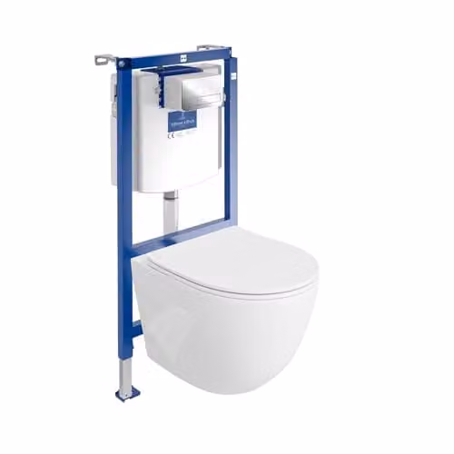 Villeroy&Boch ViConnect H112 Complete Inbouwtoiletset met Wandcloset Sinto en Chroom Bedieningspaneel, Wit