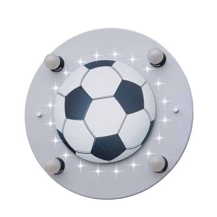 Elobra Plafondlamp Voetbal Zilver en Wit van Hout en Kunststof B: 50 cm, H: 8 cm