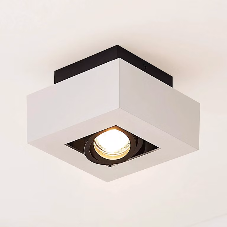 Arcchio Vince moderne plafondspot voor de hal, wit/zwart, aluminium, dimbaar, GU10