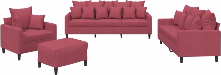 vidaXL 4-delige loungeset met kussens in wijnrood fluweel