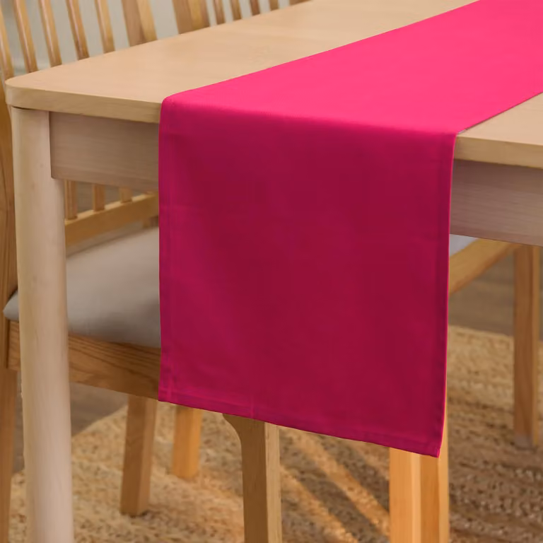 Dripio Tafelrunner van katoenen canvas in effen roze, 32 x 183 cm