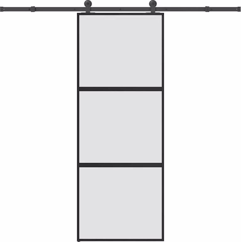 vidaXL Schuifdeur met gehard glas en aluminium beslag, 76 x 205 cm