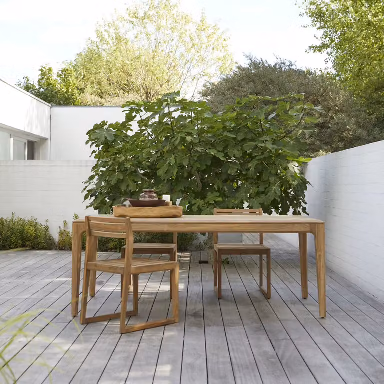 Tikamoon Vasco Tuintafel van gerecycled massief teak, Naturel/Bruin, 6-8 personen