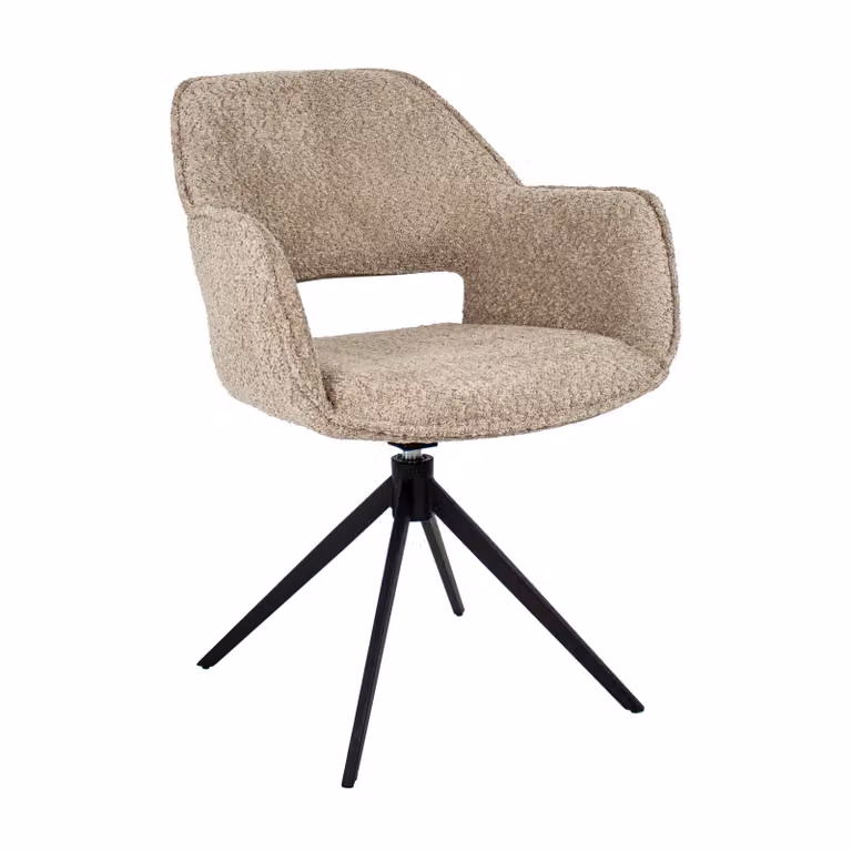 Kick Collection draaistoel Owen - Beige - Bouclé stof