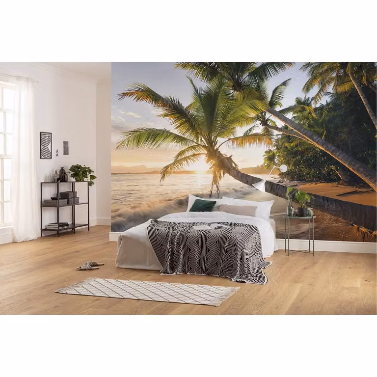 home24 Fotobehang Strandgeheim, Mural, Multicolour/Blauw, Breedte: 450 cm, Hoogte: 280 cm