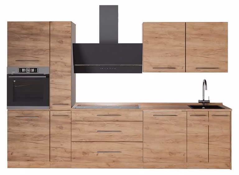 Vicco Fame-Line keukeneenheid Goudkleurig Eiken, 310 cm, zonder werkblad