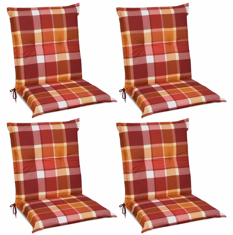 Beautissu set van 4 Sunny RO lage rugleuningen, rood geruit, 100 x 50 cm