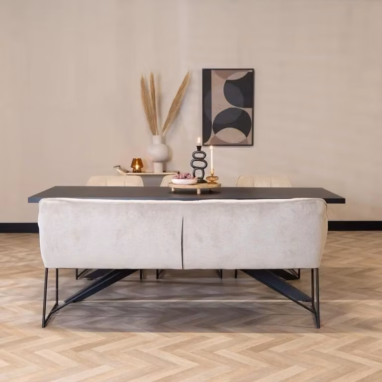 Bronx71 Scandinavische eetkamerbank beige, Breedte: 220 cm