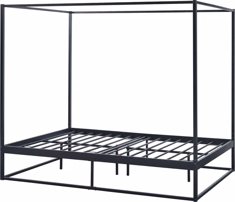 Hemelbed Kristianstad met bedbodem, zwart, B/D: 140 x 200 cm