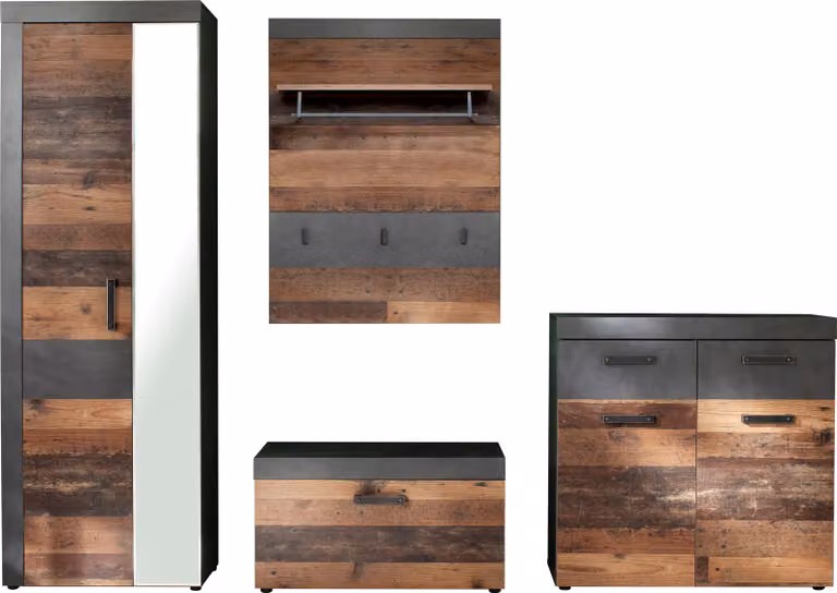 Trendteam Garderobe 4-delige set, antracietgrijs, B/D/H: 265 x 37 x 192 cm
