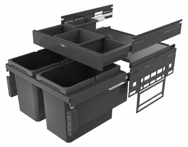Naber Afvalcontainer 44 (2x22) liter Cox Base 360 S/600-2 met basisplaat, antraciet, Hoogte: 460 mm