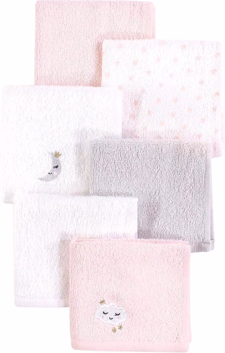 Baby washandjes Roze Wolk - Zachte katoenen doekjes voor het badderen - 25 x 25 cm