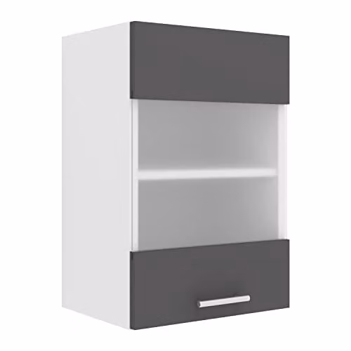 VCM Esilo Keukenwandkast met Mat Glazen Deur, Wit/Antraciet, Breedte: 40 cm, Hoogte: 60 cm, Diepte: 31 cm