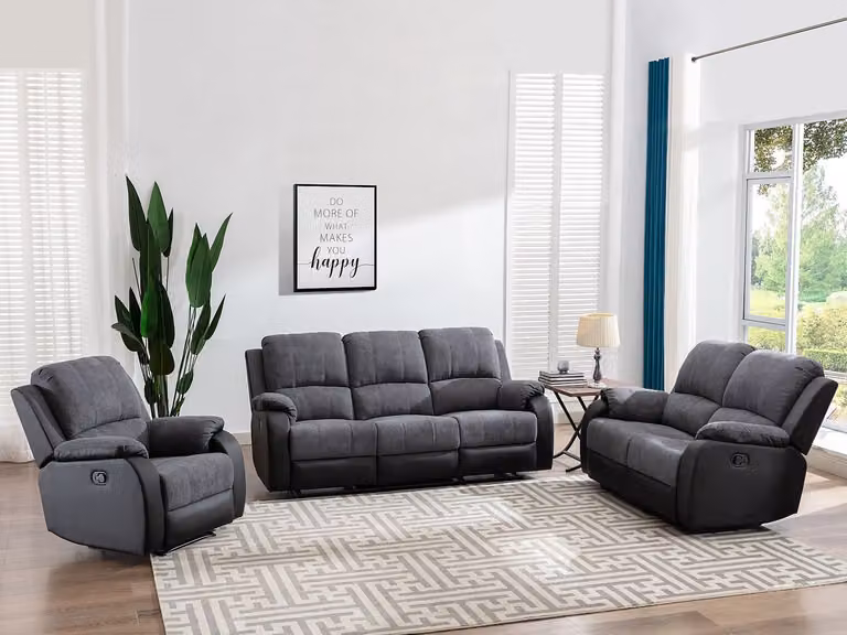 BRODY Relaxfauteuil van microvezel en grijs en zwart kunstleer