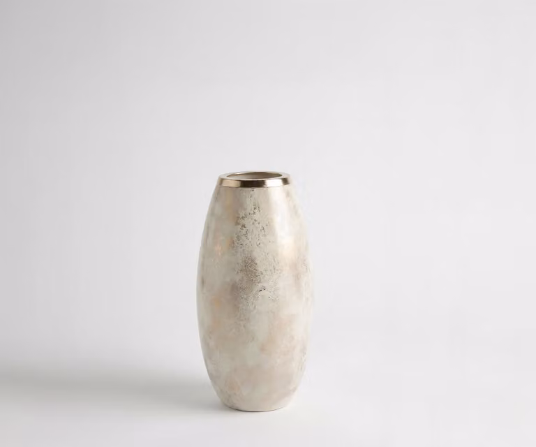 DELIFE Vaas Velino Handgemaakt Glas Alabaster Gold B: 22 cm, D: 22 cm, H: 44 cm