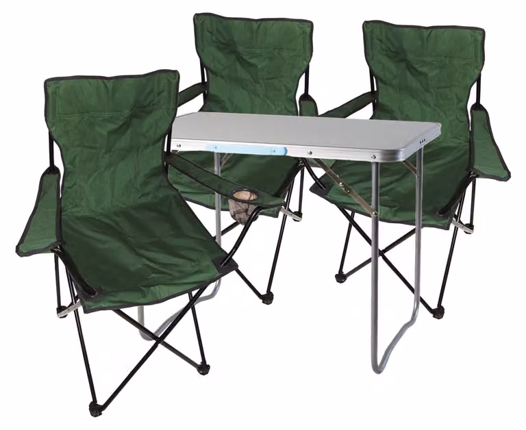 Mojawo Set van 4 campingmeubels groen met tafel, stoelen en draagtas