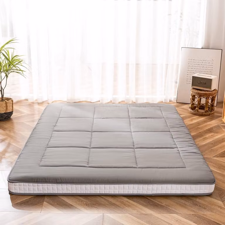 Extra dik tweepersoons futon matras grijs - Opvouwbaar vloermatras en logeerbed