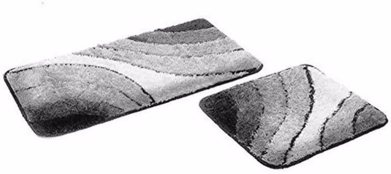 2-delige grijze antislip badmat set voor de badkamer met WC-mat en badmat