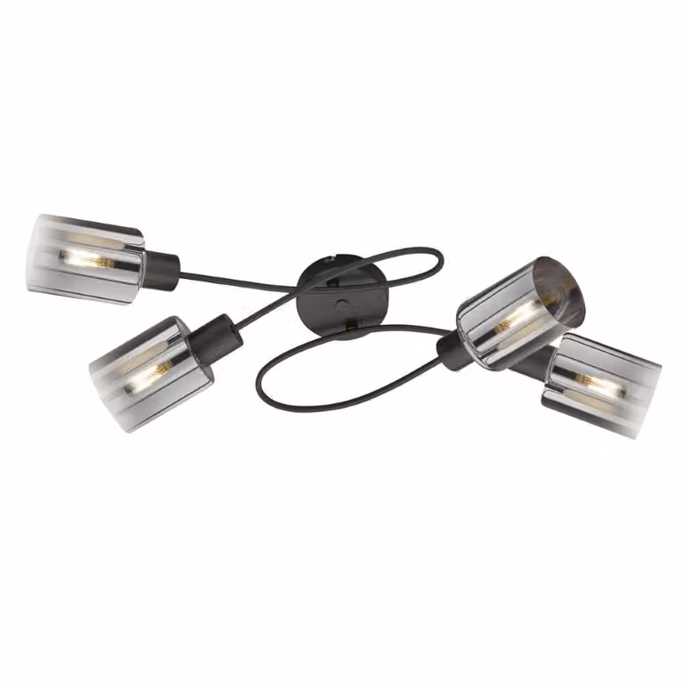 Fischer & Honsel Iska Plafondlamp - 4-lichts - Zwart - Glas