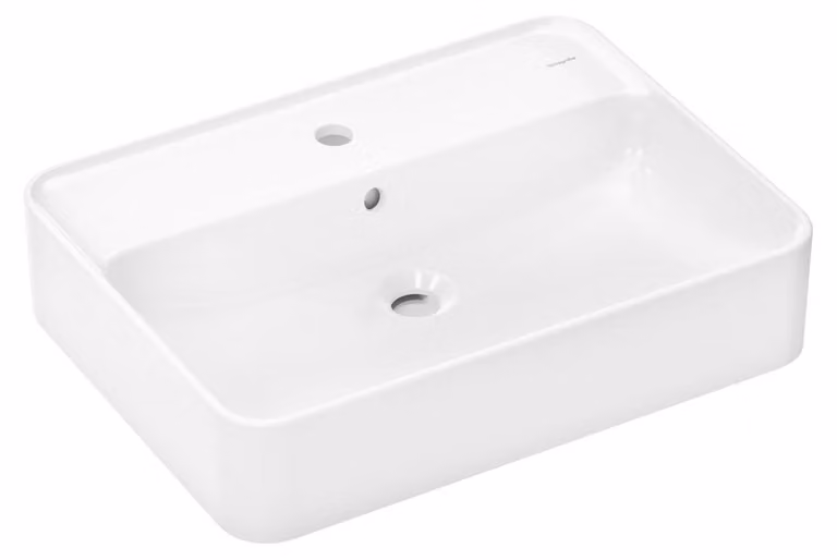 Hansgrohe Countertop Wastafelblad Xuniva Q met kraangat en overloop, Wit, B: 60 cm, D: 45 cm