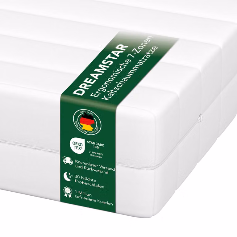 DREAMSTAR Easy Flex Ergonomisch Koudschuimmatras met 7 zones, 160 x 200 cm, Hoogte: 21 cm