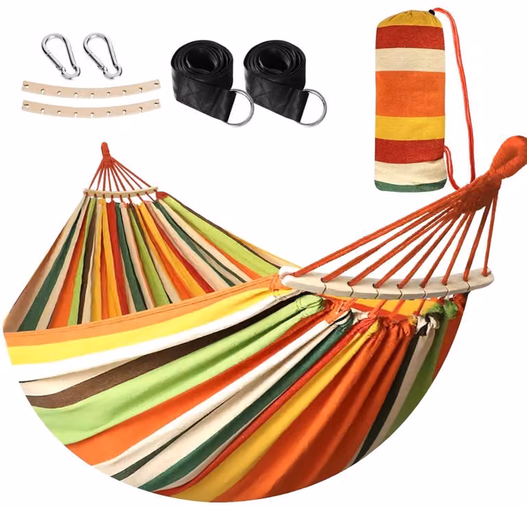 DailySupplies® Hangmat met Spreidstok - Ademend Katoen - Multikleur