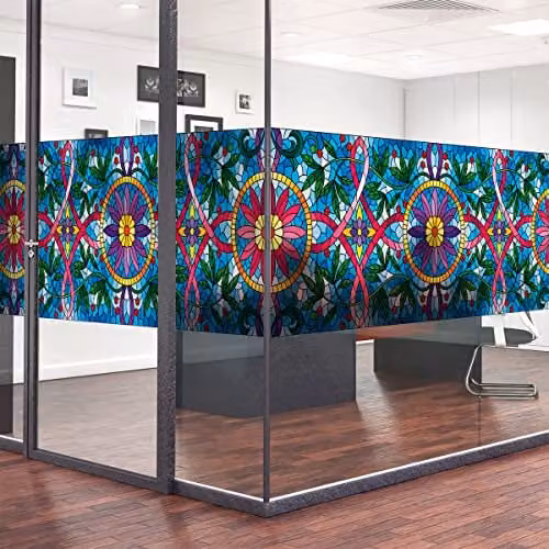 Ondoorzichtige raamfolie met lianen en bloemen voor privacy, 40 x 200 cm
